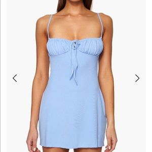 WEWOREWHAT powder blue ruched mini dress